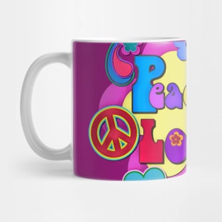 Pretty Flower Power Peace and Love Hippy Design Mug